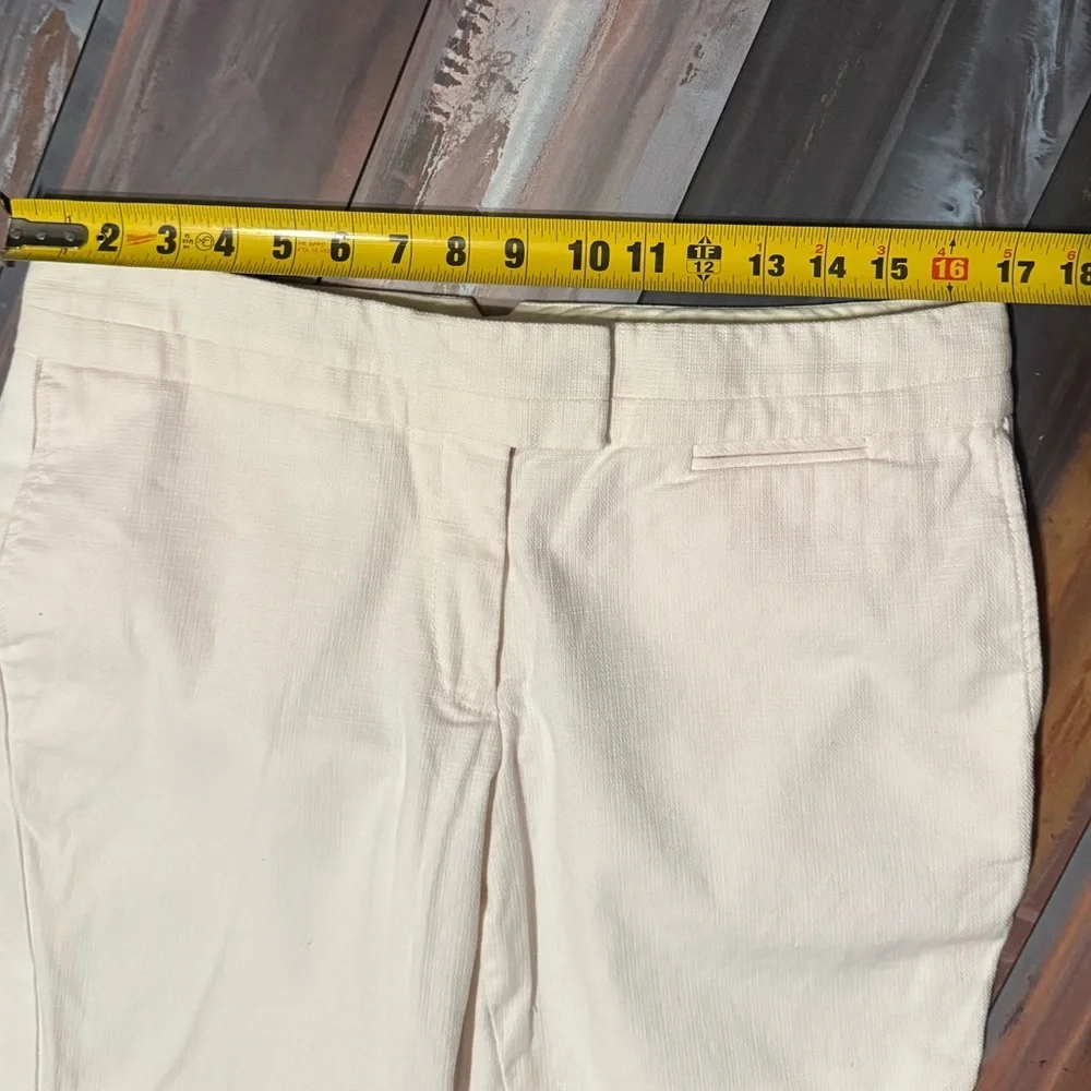 Tory Burch Pinky Ivory Stretch Cotton Ankle Pants Sz 10 Tailored Cropped Trouser